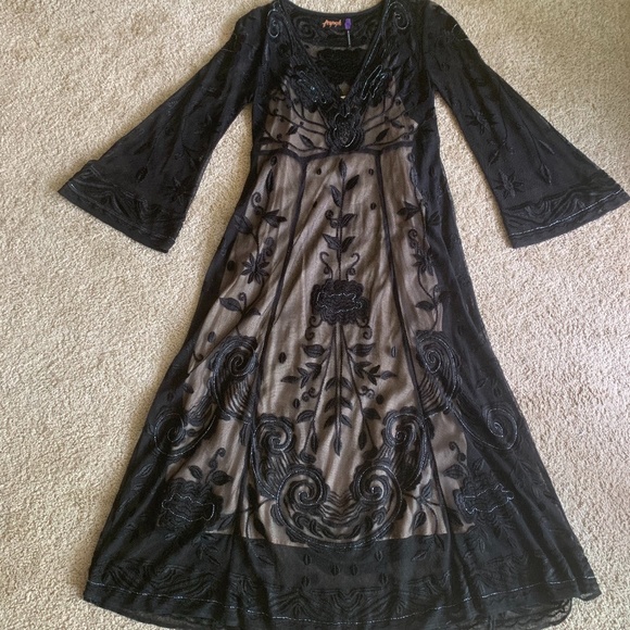 Free People Black Swan Sheer Maxi Dress